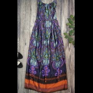 Christiane Celle Purple 100% Silk Maxi Dress Women’s Size XS